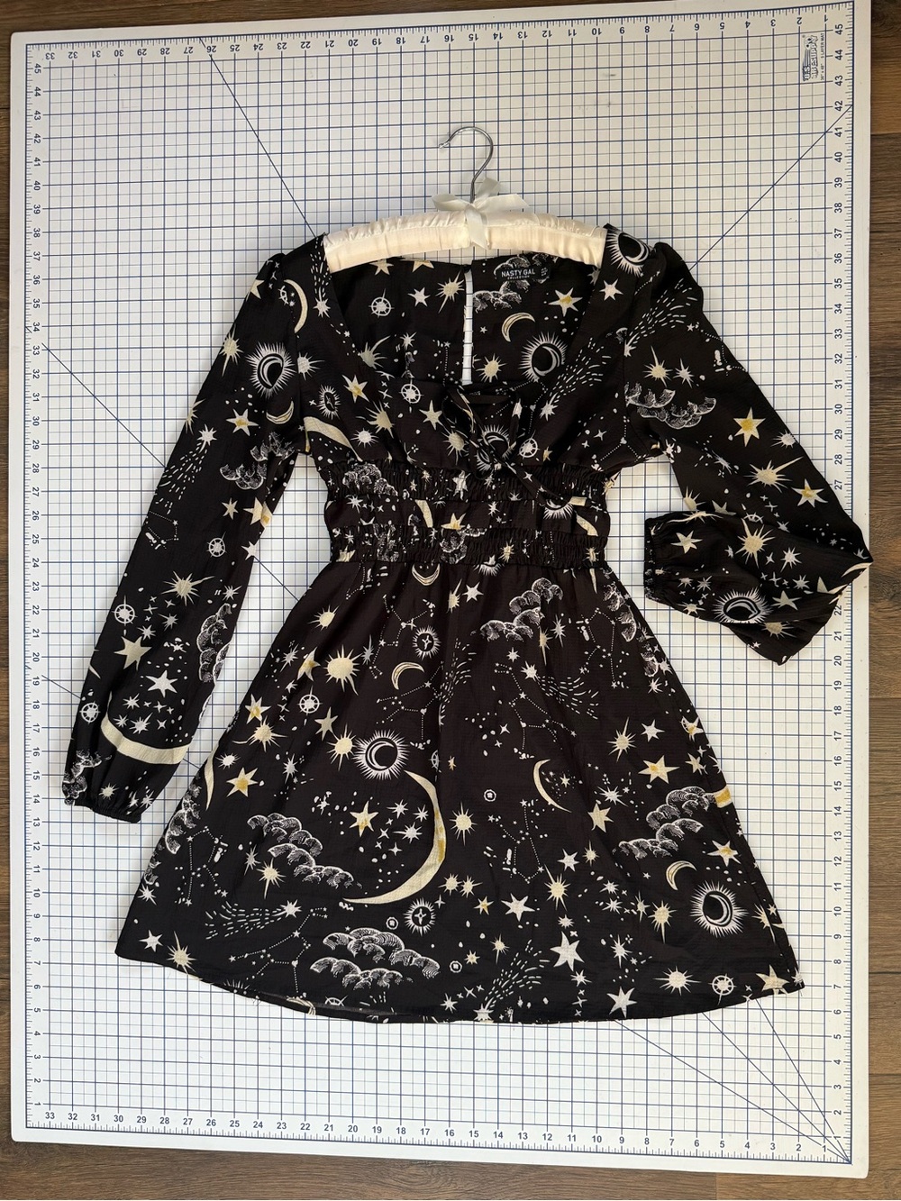 Nasty Gal Celestial Mini Dress 10 Black Moon Stars Whimsigoth Witchy Astrology
